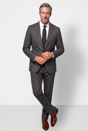 Bold Check 130s Suit — Gray