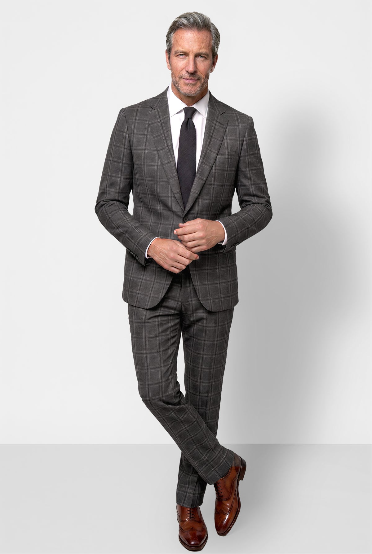 Bold Check 130s Suit — Gray