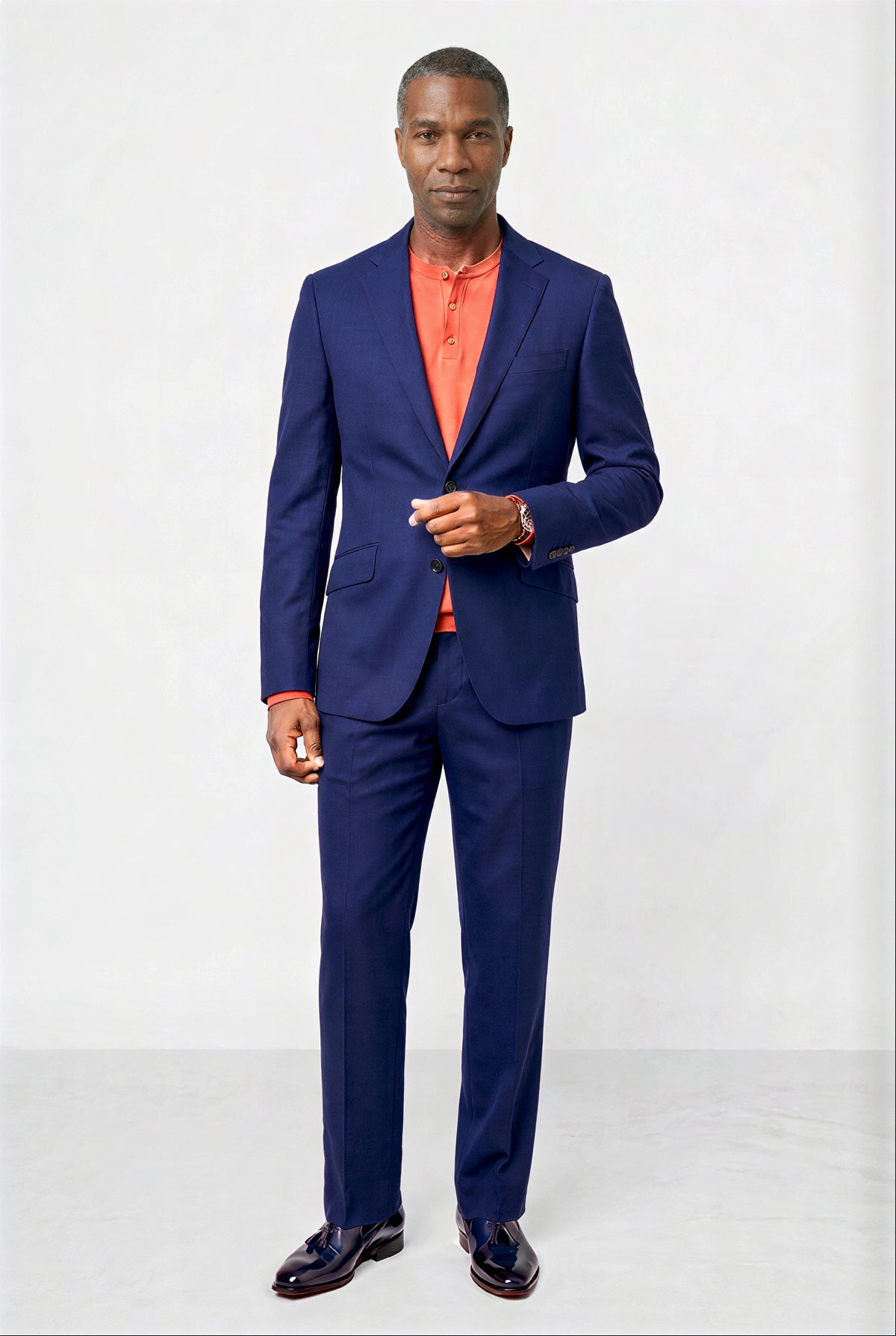 Solid Fine Textured Weave Suit — Indigo Blue