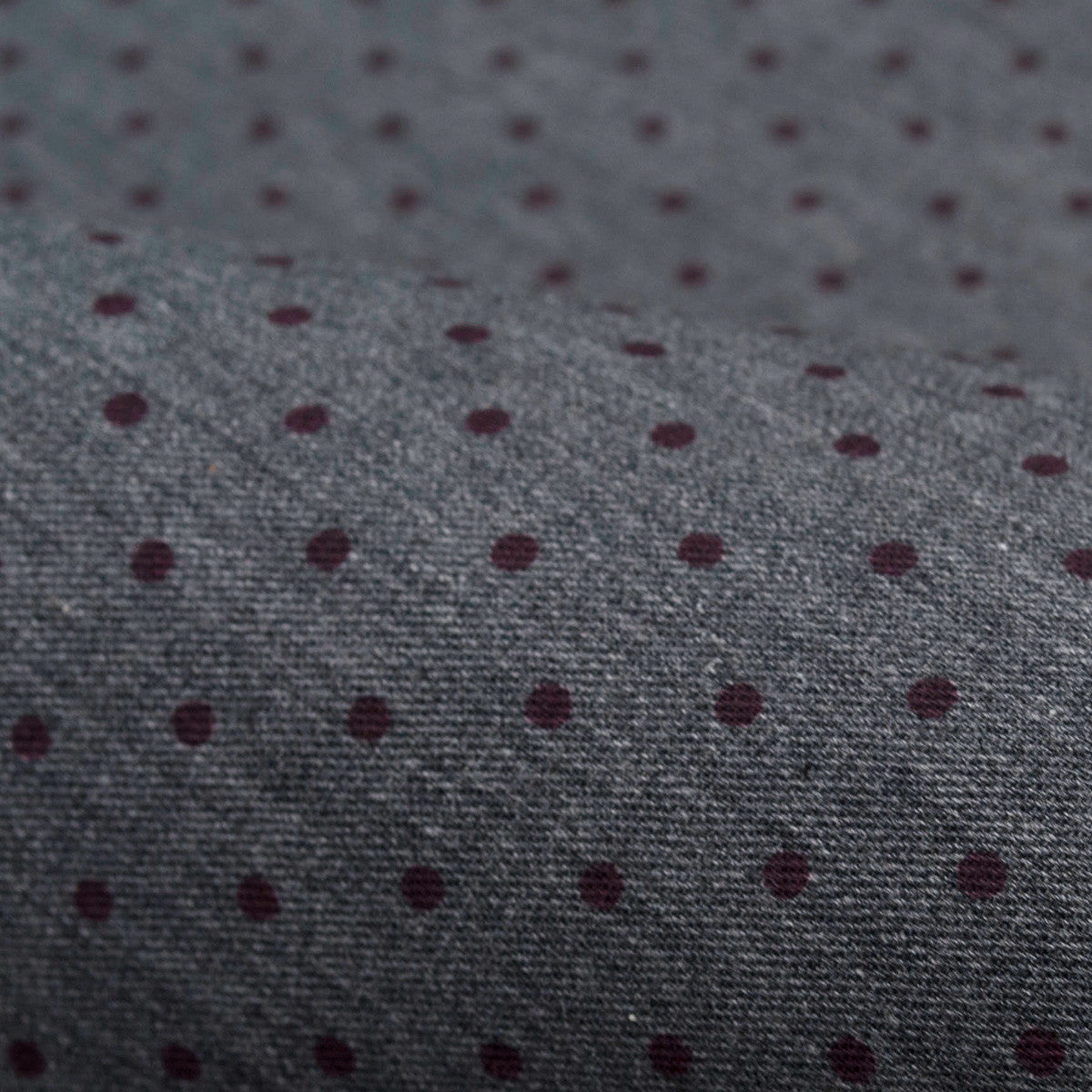 Grey Brushed Twill with Red Dots