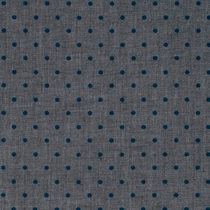 Grey Brushed Twill with Blue Dots