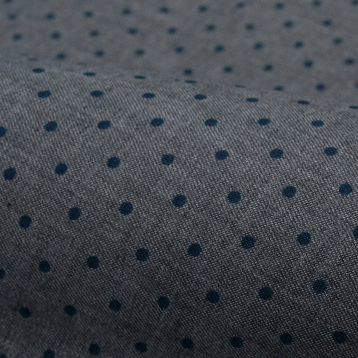 Grey Brushed Twill with Blue Dots