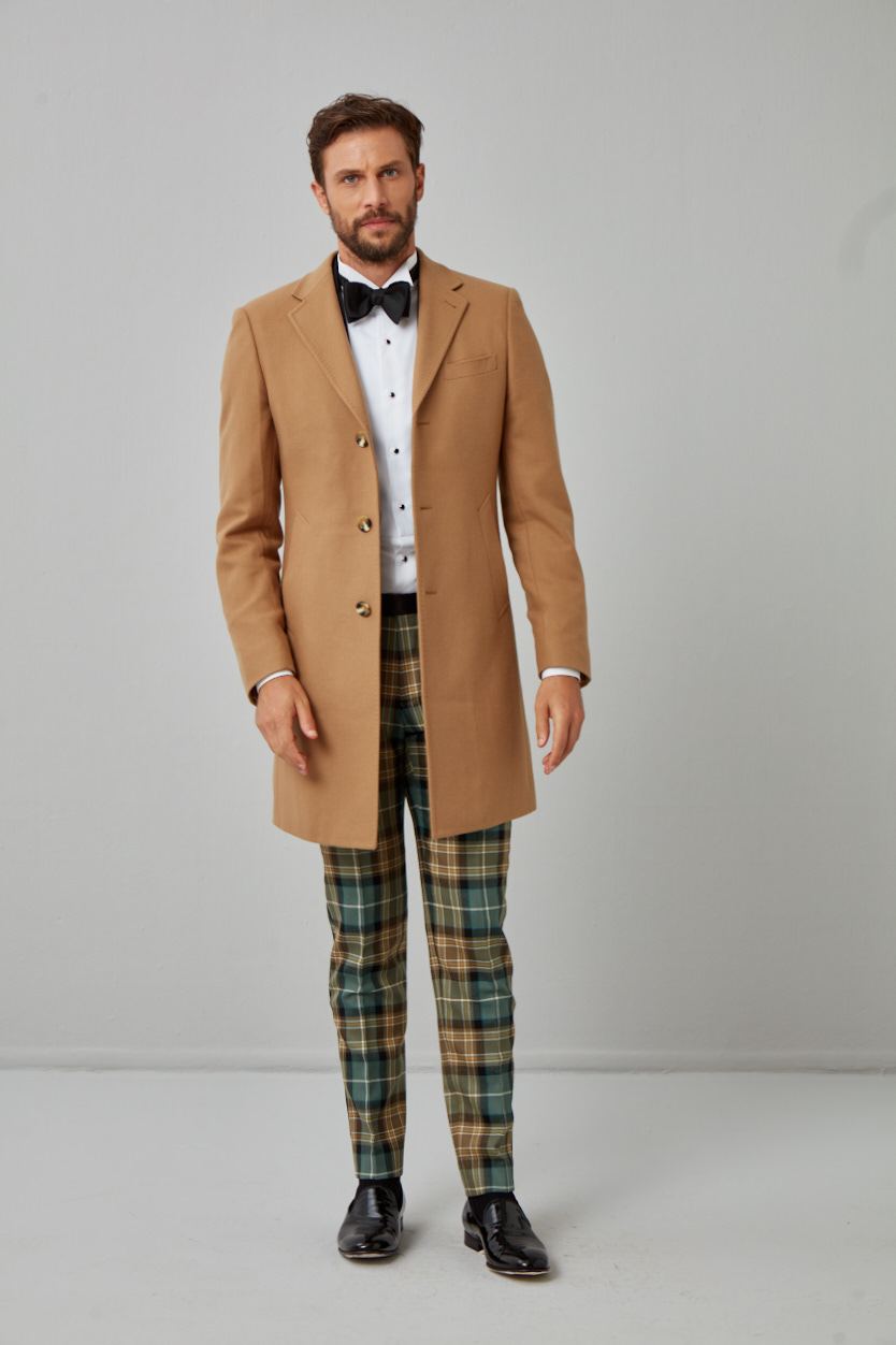 English Wool & Cashmere Solid Twill Overcoat