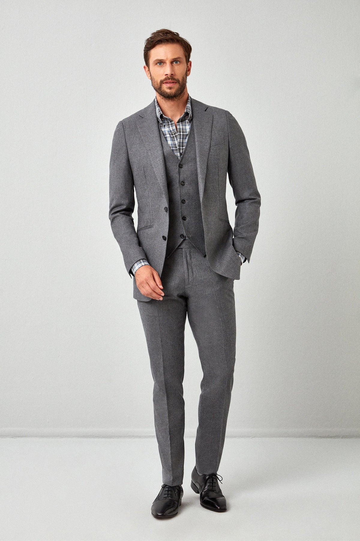 English Gray Flannel 3pc Suit