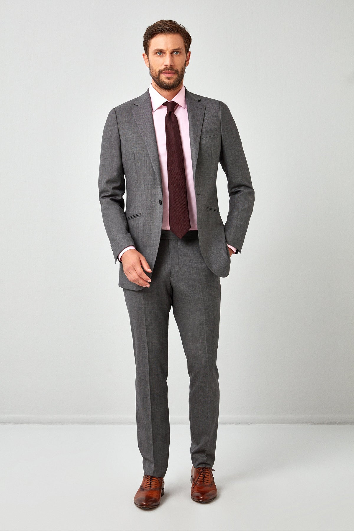 English Dugdale & Bros. Textured Weave Merino Wool Suit