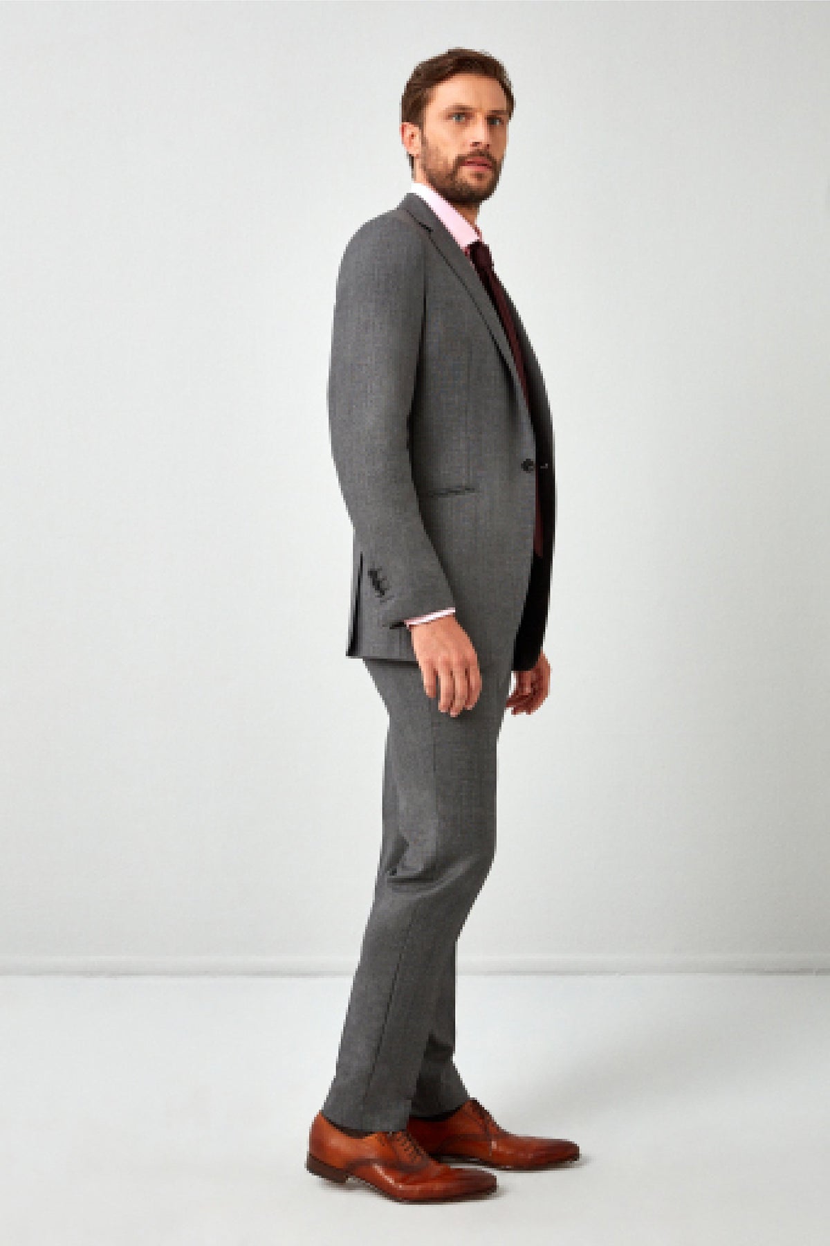English Dugdale & Bros. Textured Weave Merino Wool Suit