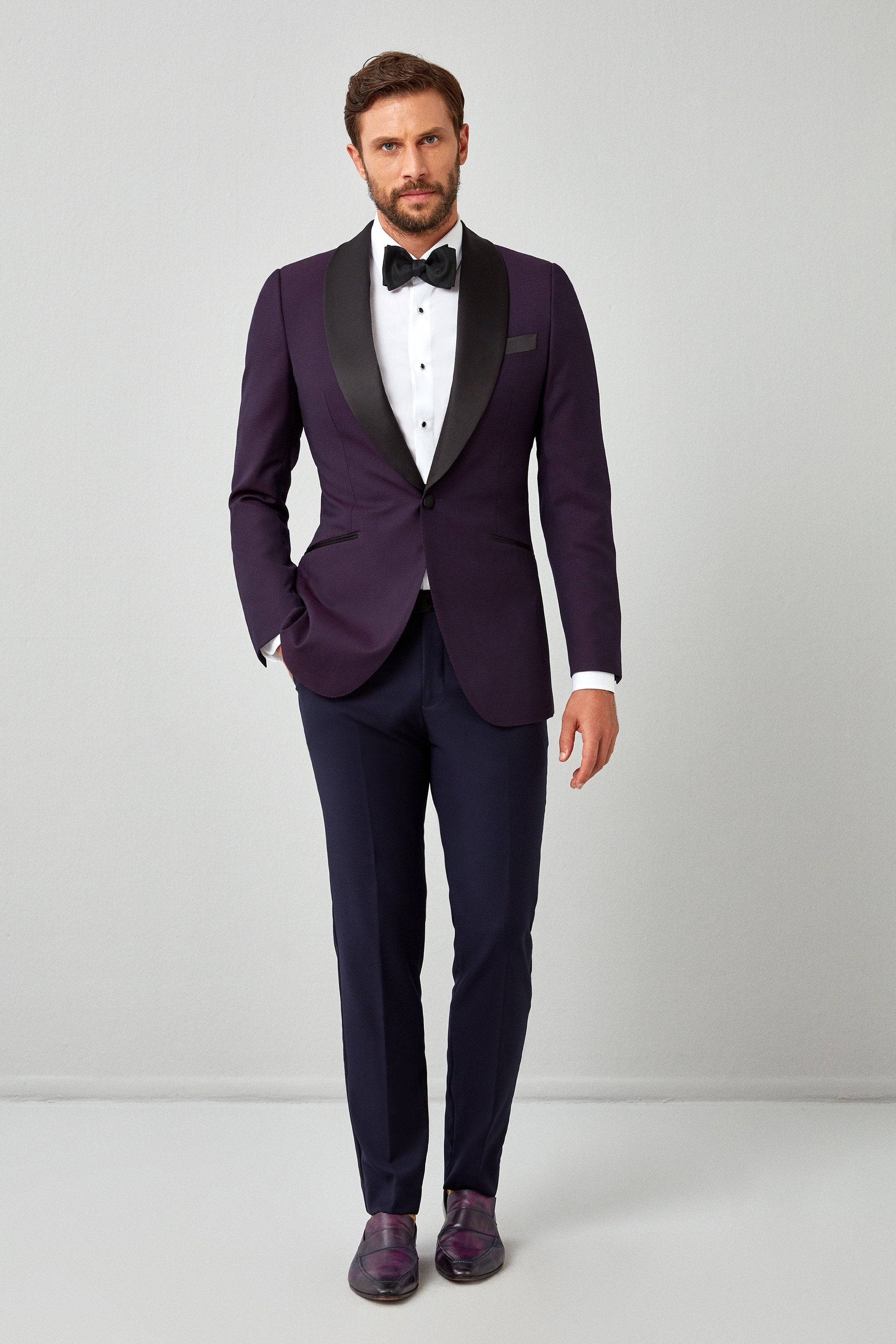 Solid Navy 130s Tuxedo Trousers