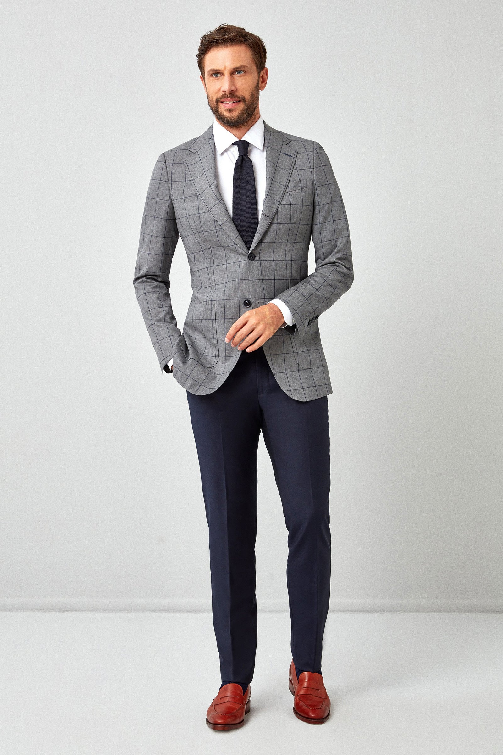 Navy Solid Plain Weave Trousers