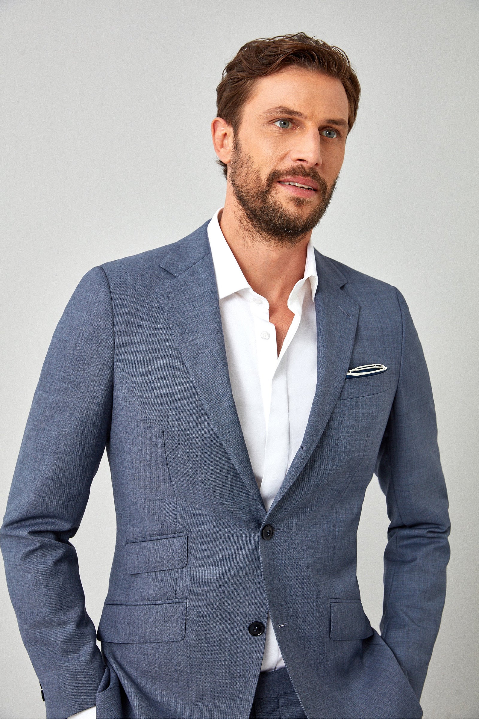 Solid Fine Textured Weave Suit
