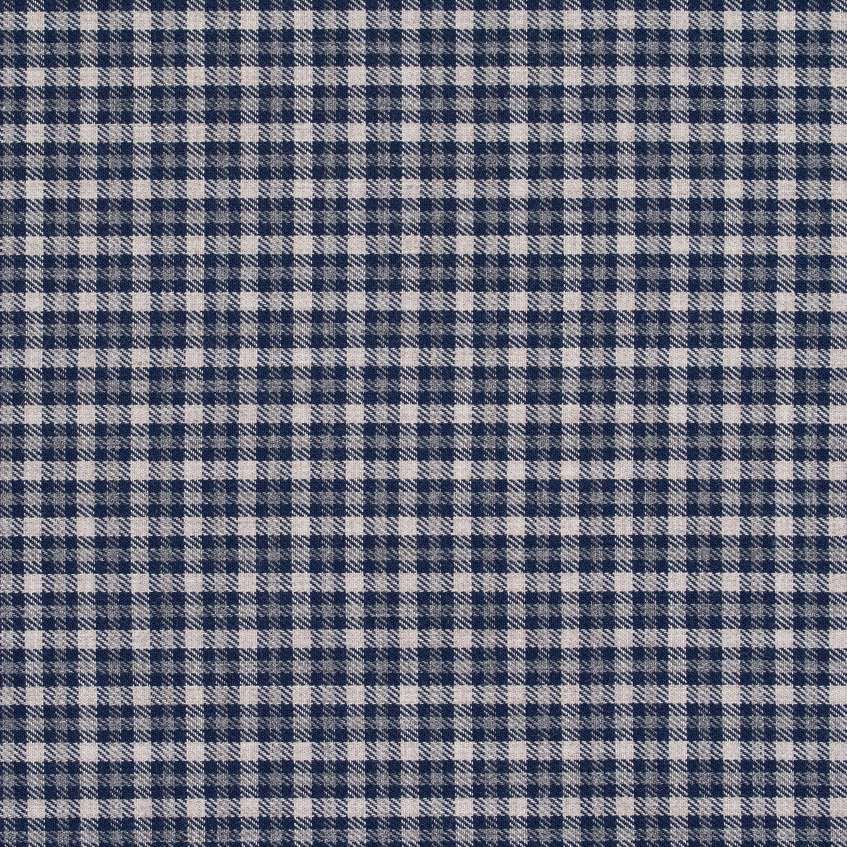 Navy and White Check Melange Flannel