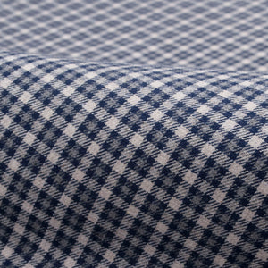 Navy and White Check Melange Flannel