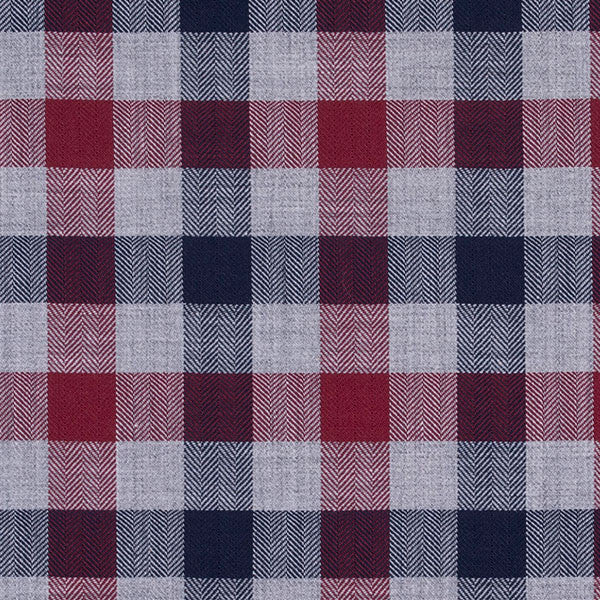 Grey, Navy and Red Melange Flannel