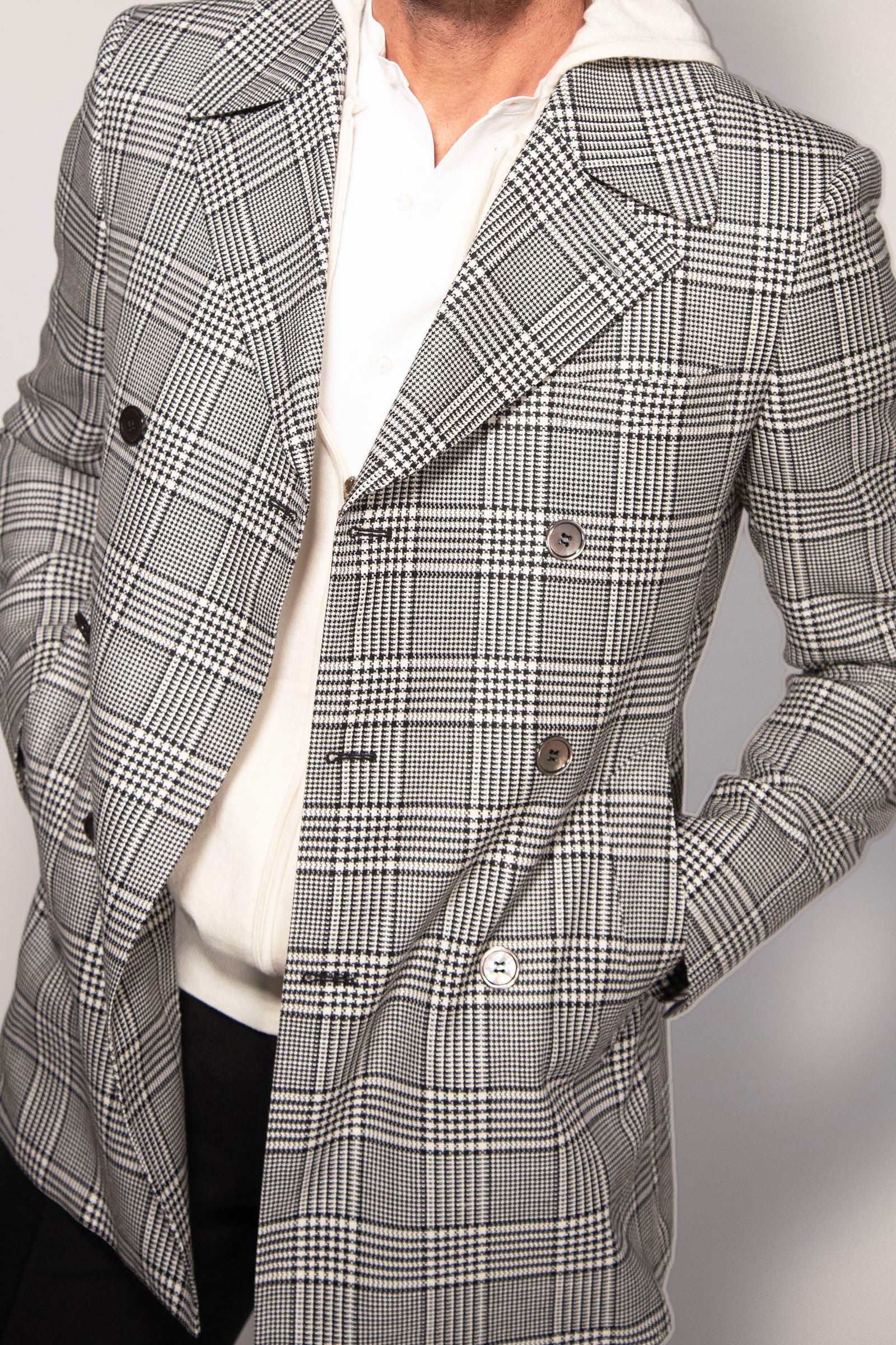 Lightweight Plaid Peacoat