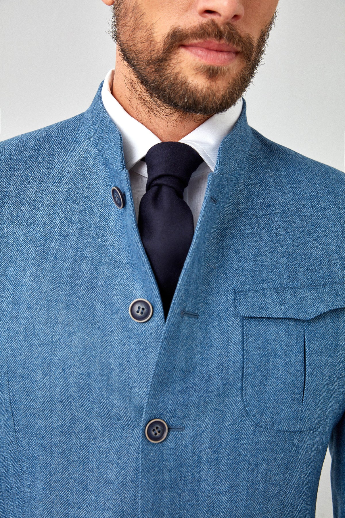 Italian Herringbone Mandarin Jacket