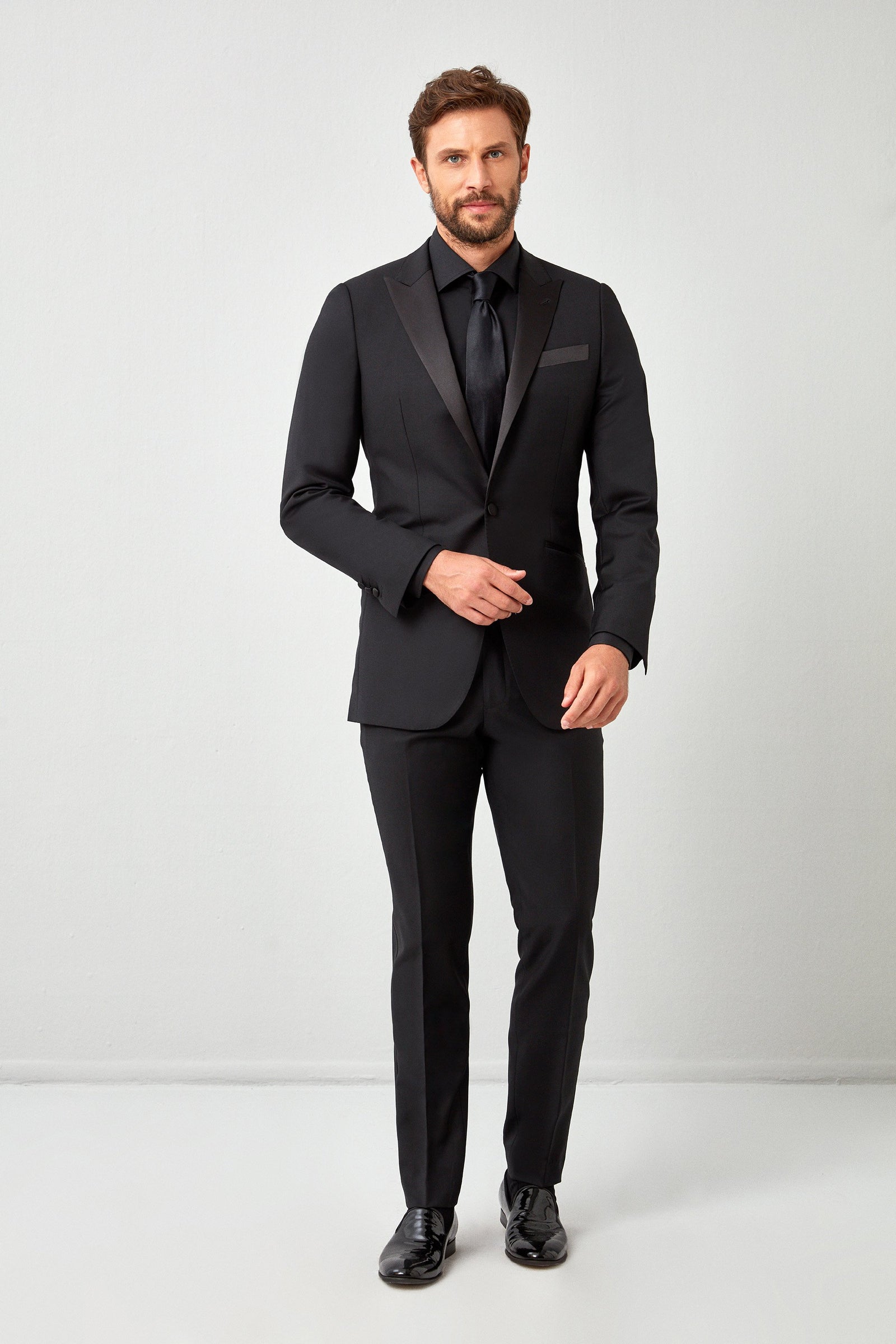 Loro Piana 150s Black Tuxedo Trousers