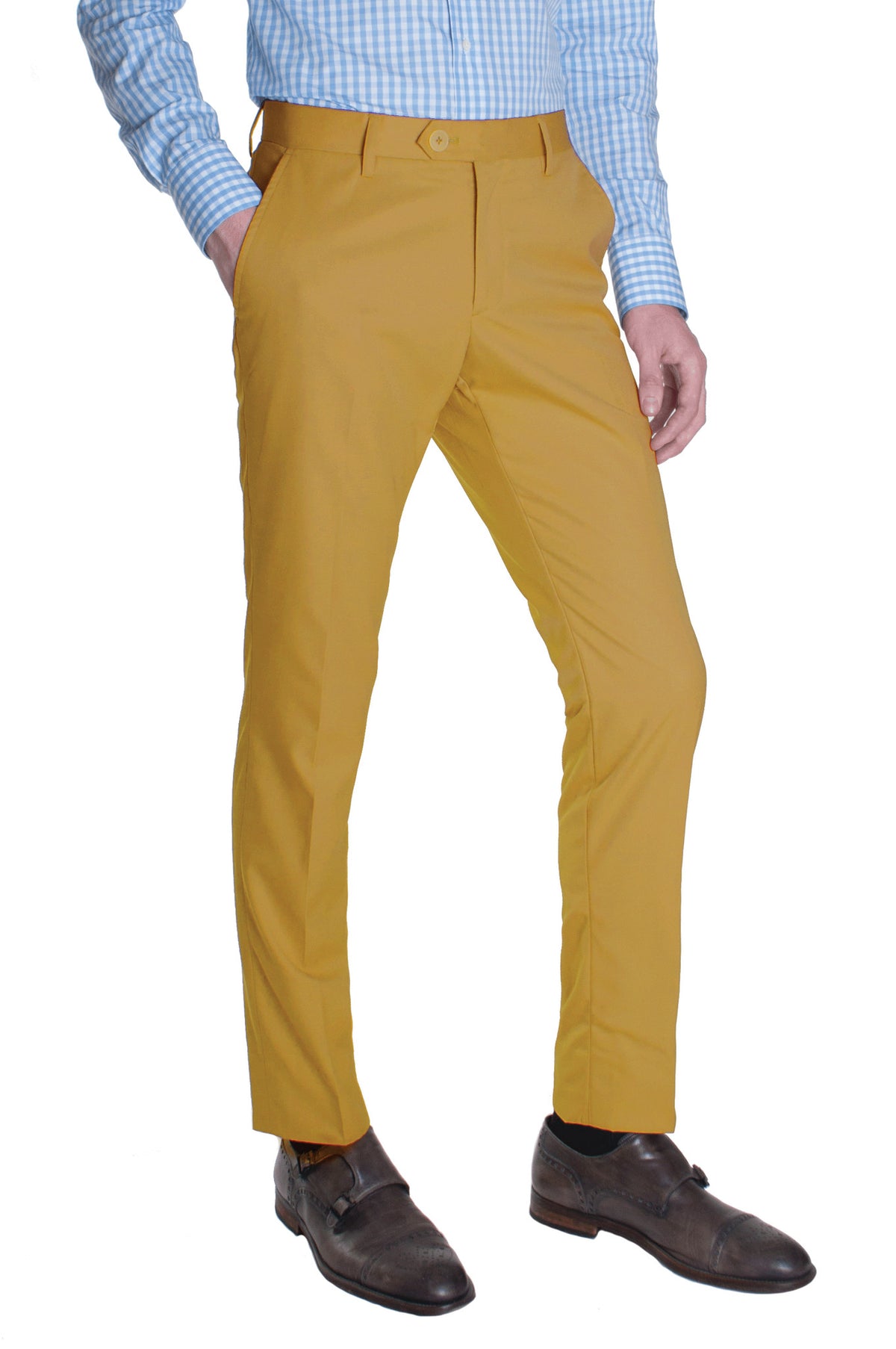 Golden Khaki Cotton Dress Pants - Acustom Apparel