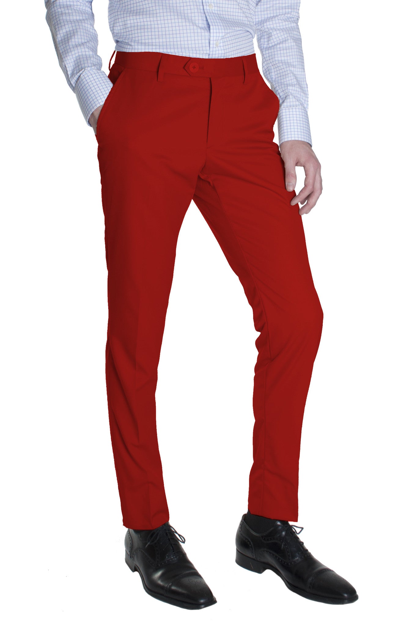 Red Cotton Dress Pants