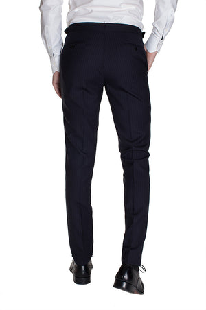 Navy with Gray Stripe Wool Pants