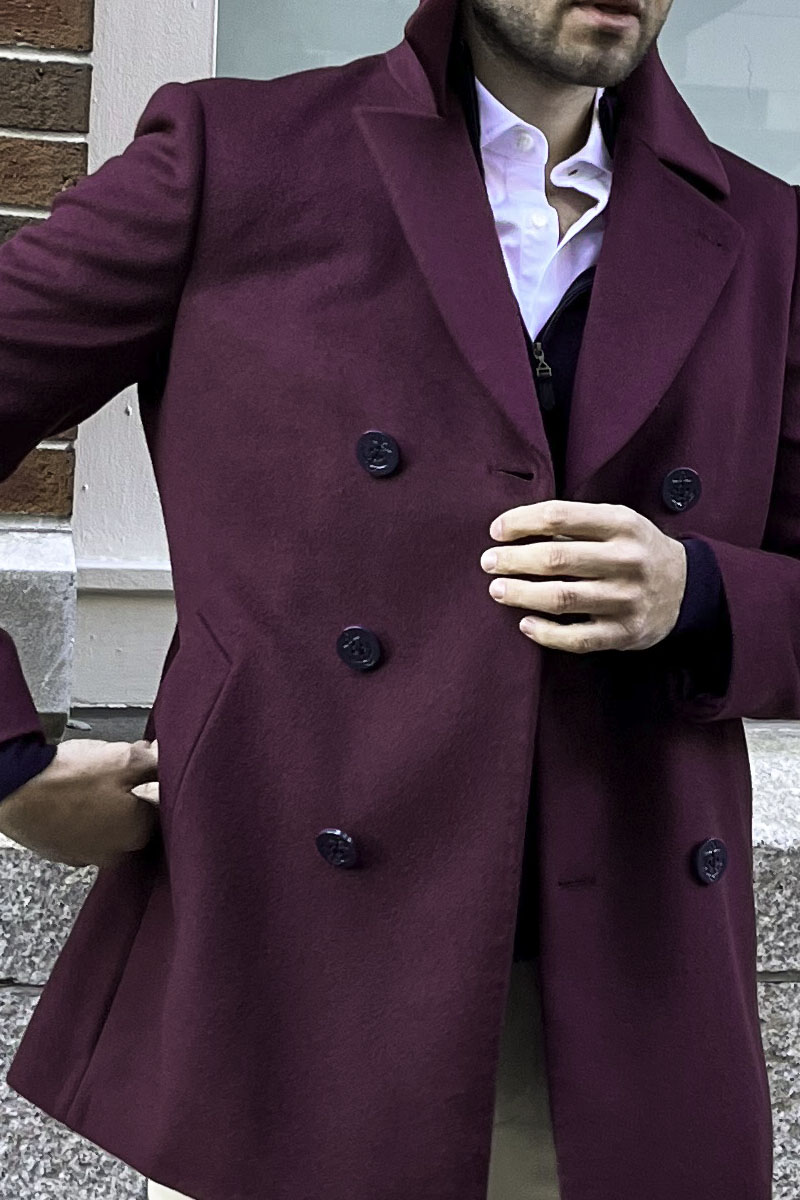 Classic Wool & Cashmere Pea Coat with Anchor Buttons
