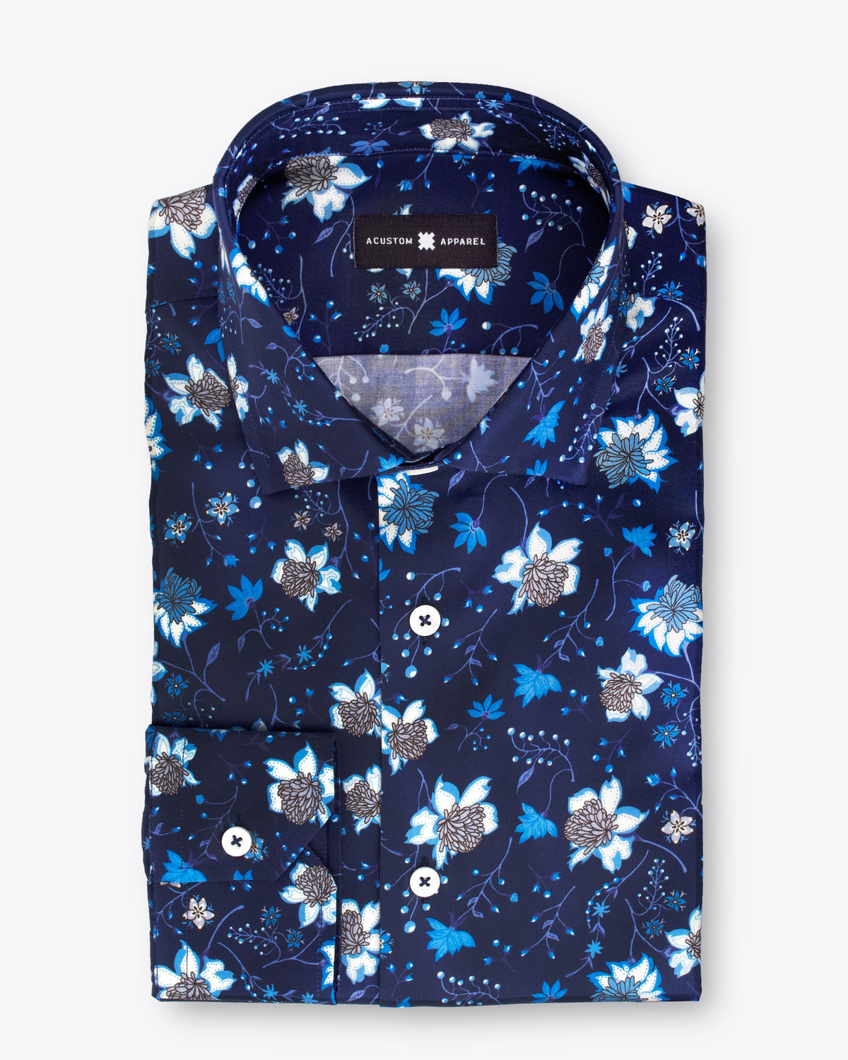 White & Blue on Navy Floral Print