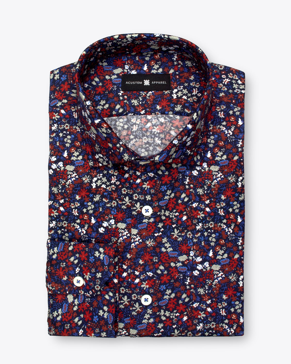Red and Blue on Navy Print