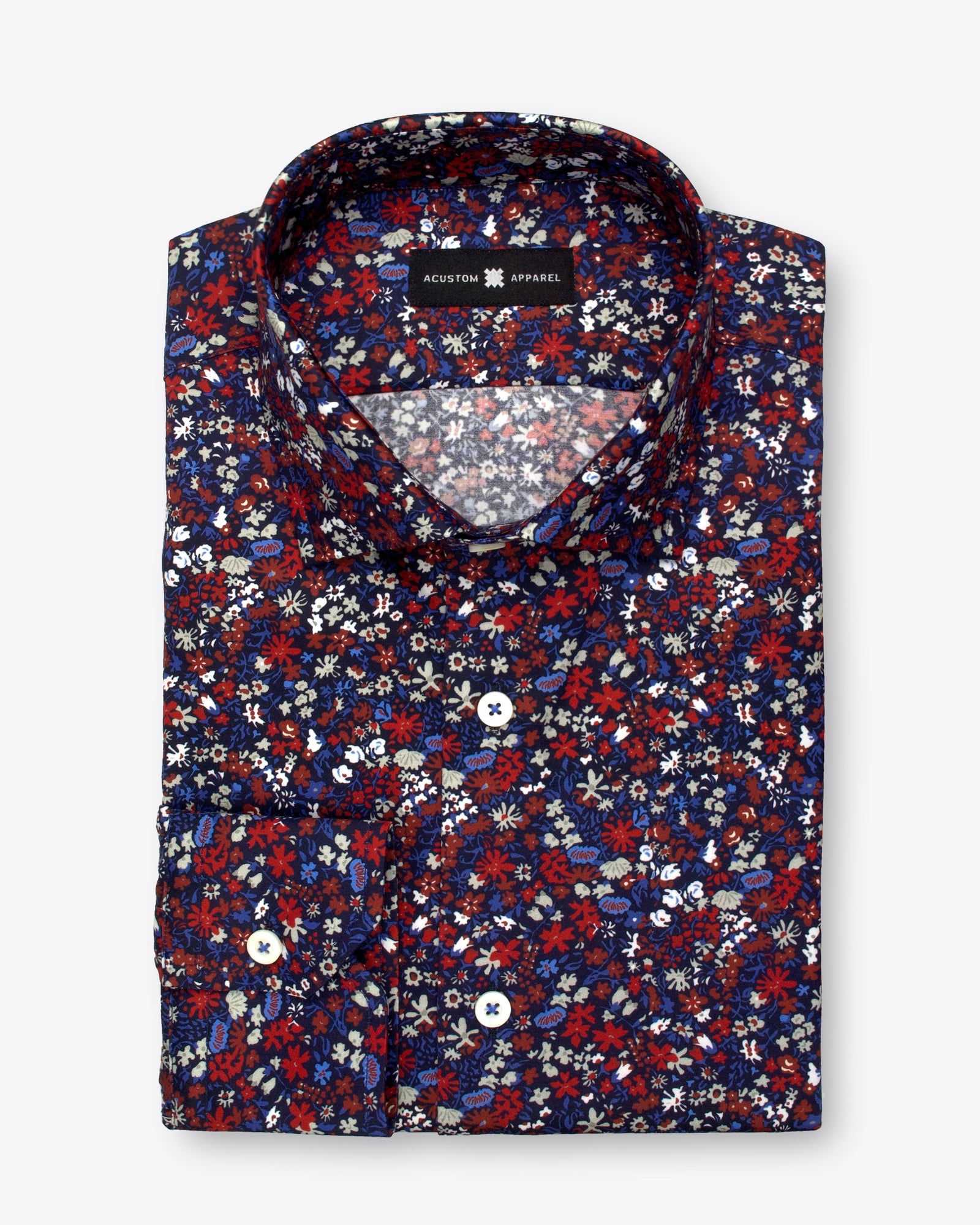 Red and Blue on Navy Print