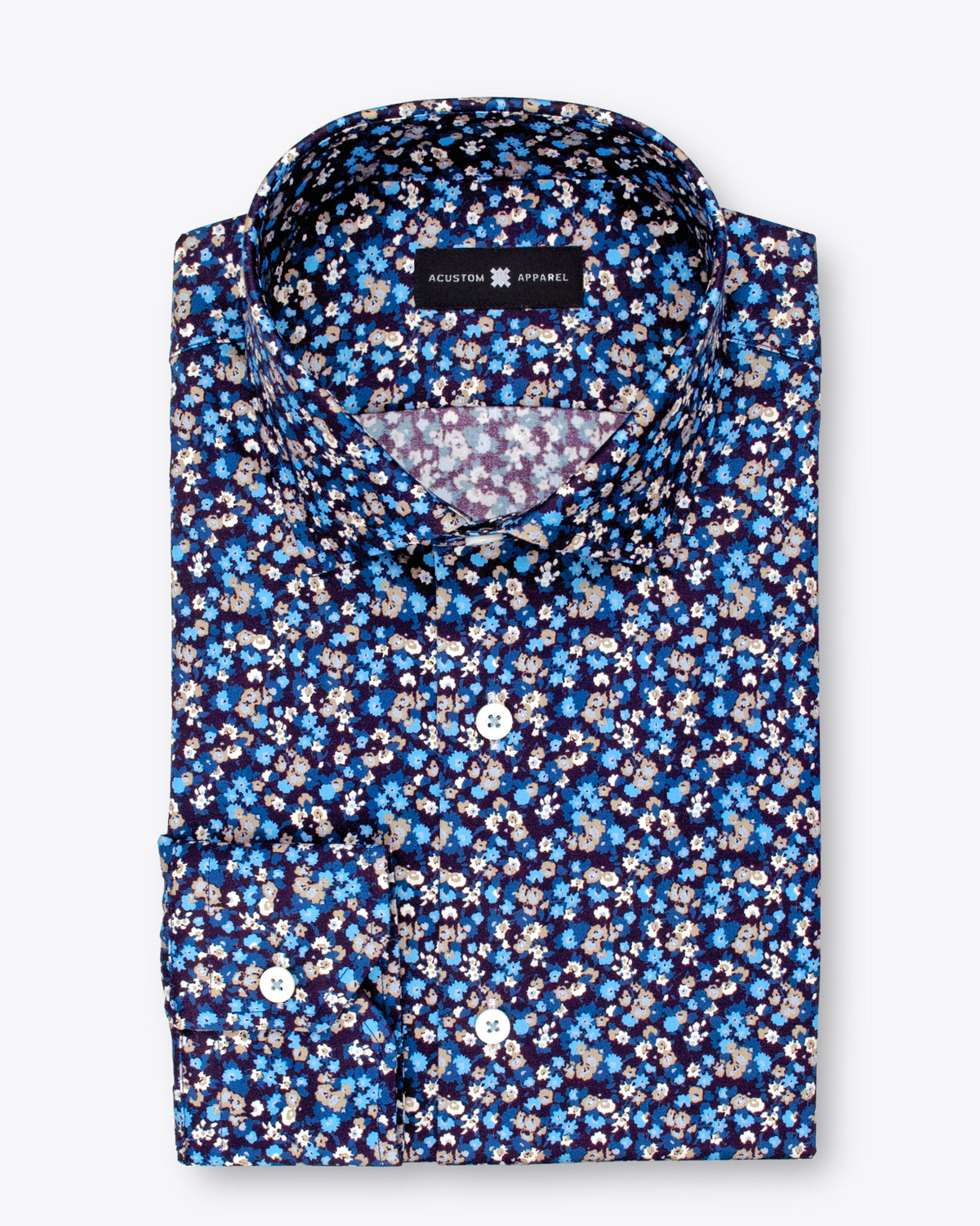 Blue and Tan on Navy Floral Print