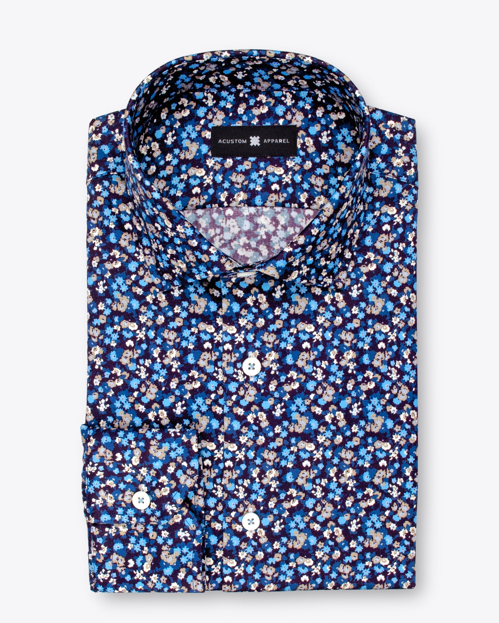 Blue and Tan on Navy Floral Print