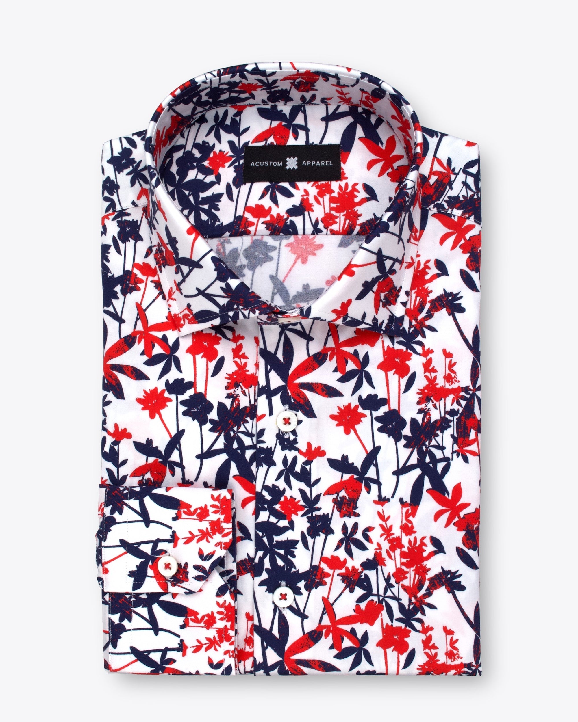Navy and Red Bamboo Print