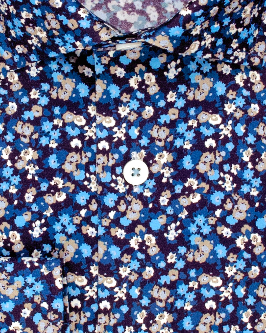 Blue and Tan on Navy Floral Print