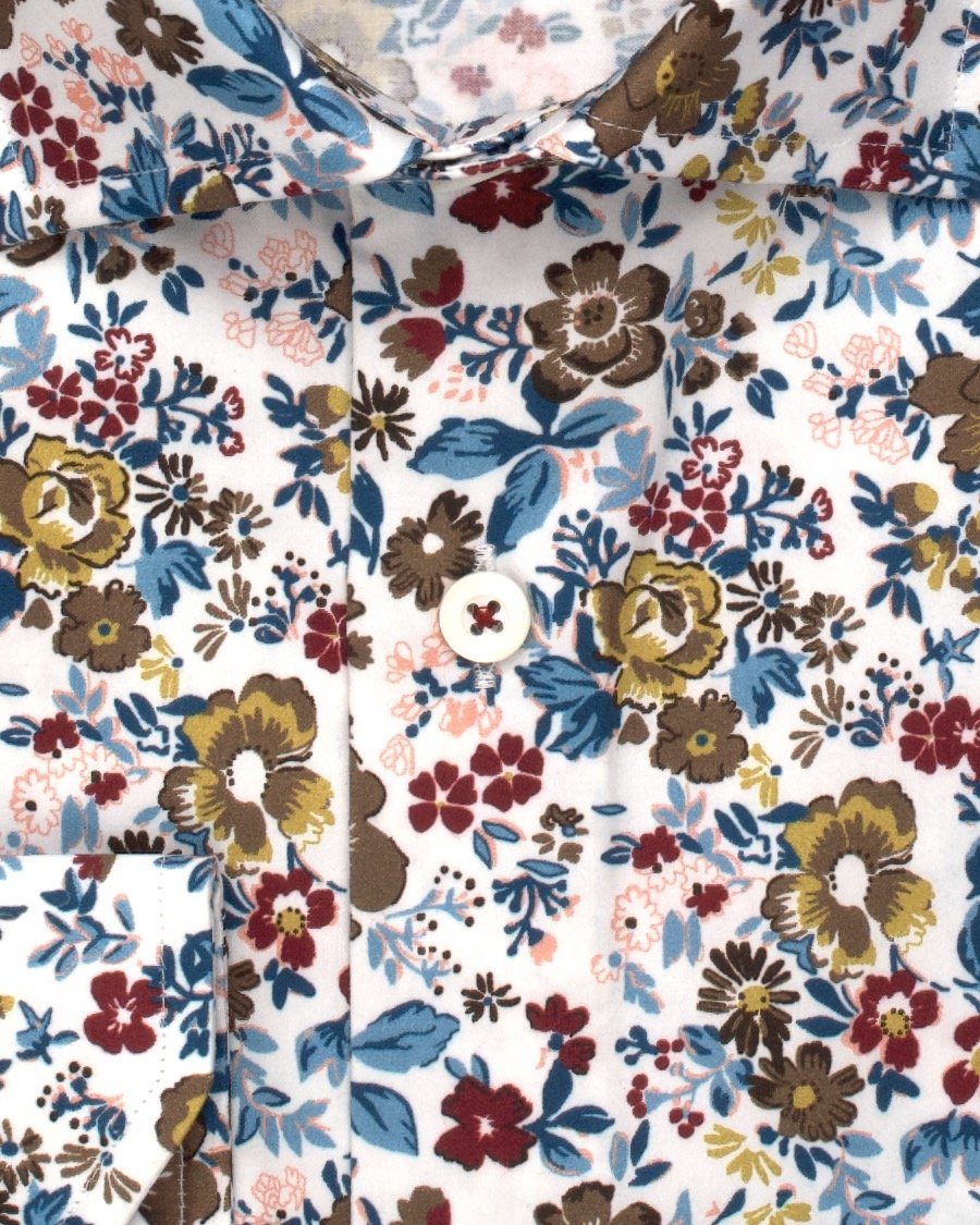 Blue and Ochre Floral Print